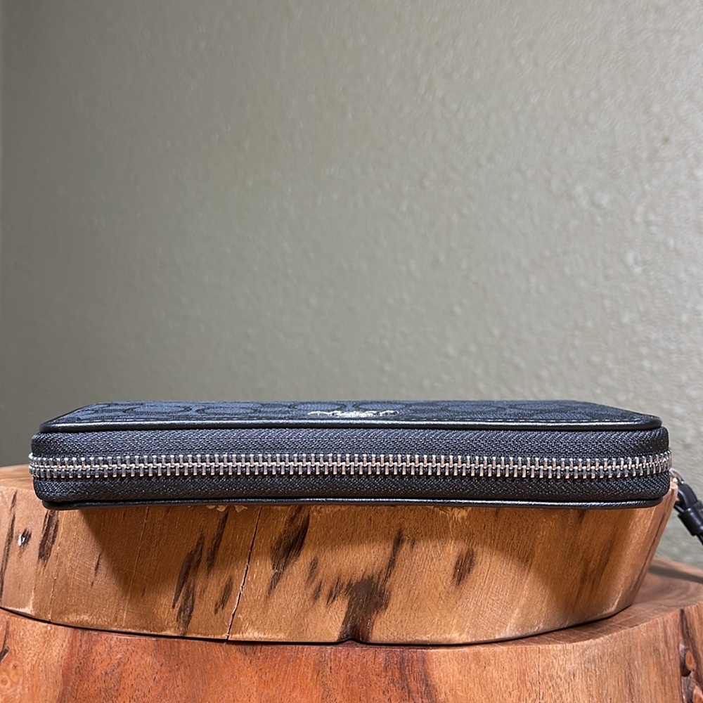 NEW COACH LONG ZIP AROUND WALLET IN SIGNATURE JACQUARD & REFINED CALF LEATHER - Picture 7 of 16